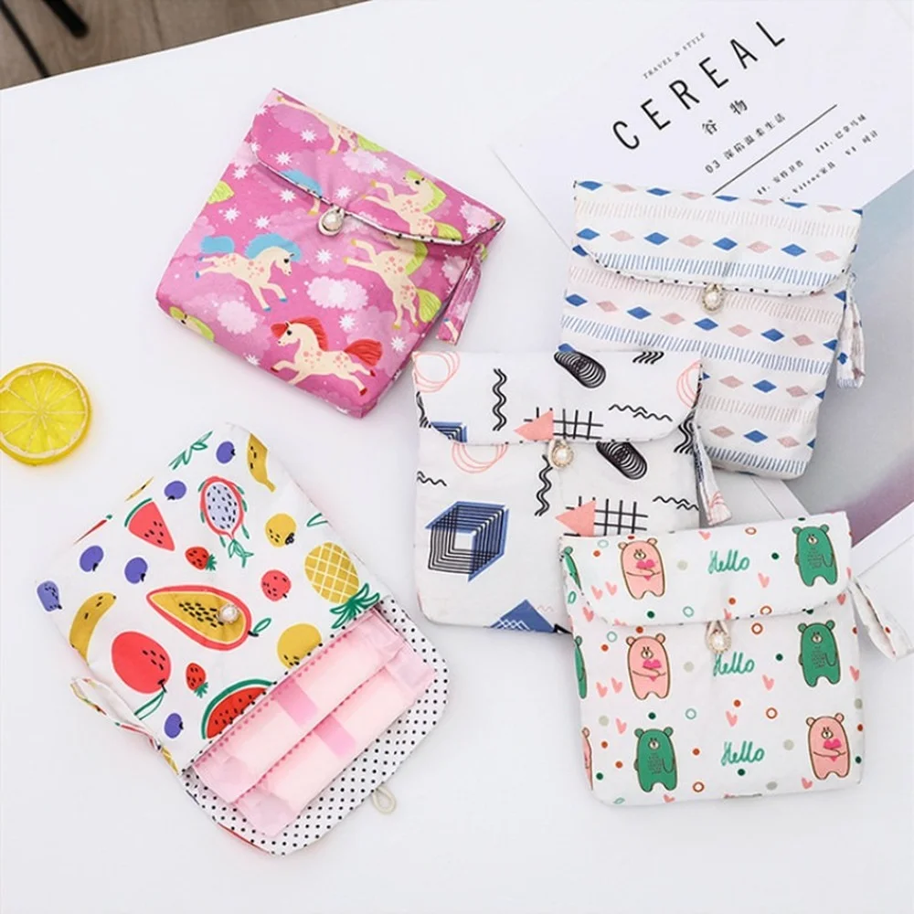 Girls Diaper Napkin Storage Bag Sanitary Pads Package Bags Coin Purse Jewelry Makeup Lips Organizer Credit Card Pouch Case