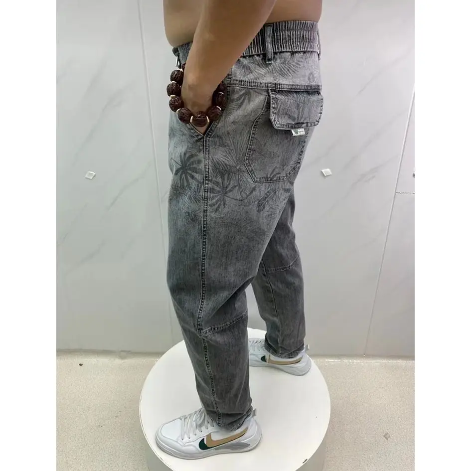 Pantalones vaqueros sueltos finos de pierna ancha para hombre, Jeans elásticos suaves de Lyocell, pantalones de mezclilla rectos informales con cordón, negro, Azul, Gris, moda de verano