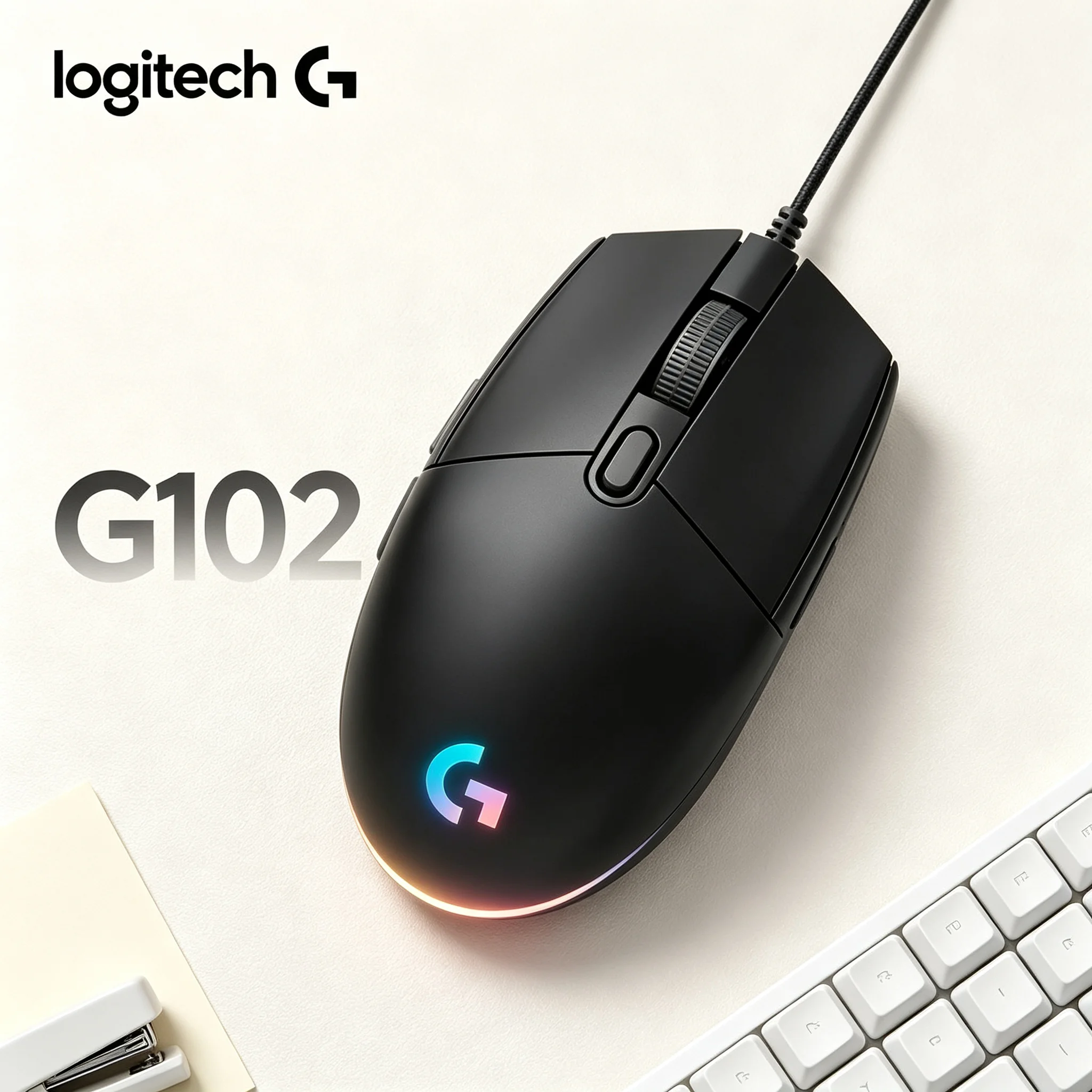 Logitech G102 Wired Gaming Mouse Custom RGB Light Modes Comfort Palm Grip For LOL CS2 PUBG Valorant And Office Work