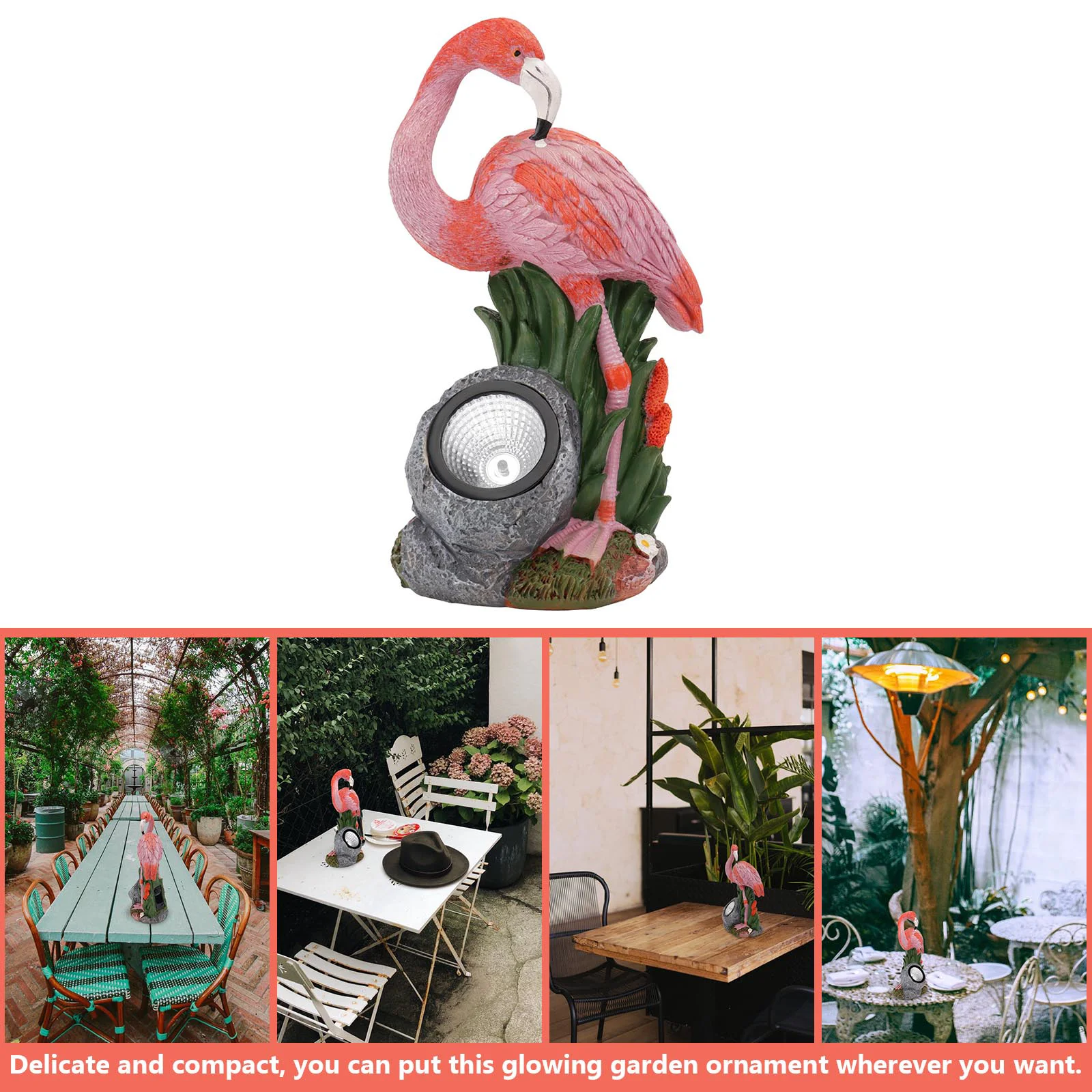 Decor Decorative Lights Animal Small Adornment Decorations Garden Resin Outdoor Ornament Creative Pink Flamingo Glowing