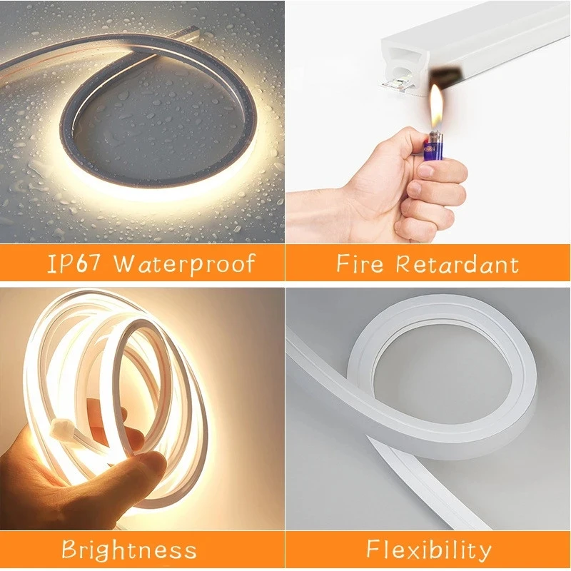 Embedded Silicone Neon Tube Lampshade IP67 Waterproof Flexible LED Strip Lights Tube for Indoor Outdoor Lighting 12/24V WS2815