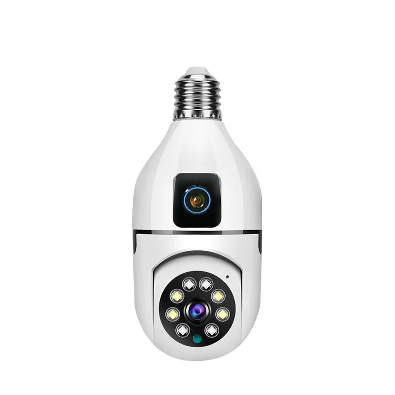 Saikiot V380 Pro 4MP 8MP 4K E27 360 Bulb Camera WIFI Dual Lens Camera Bulb Color Night Vision CCTV Security Wireless Bulb Camera