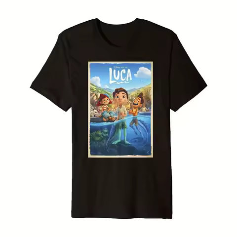 Summer Men's Disney Pixar Luca Movie Poster Premium T-Shirt Daily Leisure and Theme Activities Wear Unisex Cotton Short Sleeves