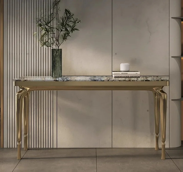 

Приставной столик из натурального мрамора. Современный приставной столик из нержавеющей стали в стиле лёгкой роскоши.