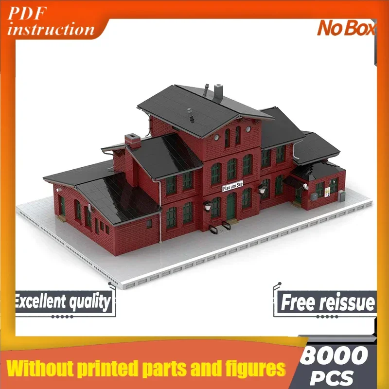 

Street View Model Moc Building Bricks Branch Line Train Station Technology Modular Blocks Gifts Toys DIY Sets AssemblyChristmas