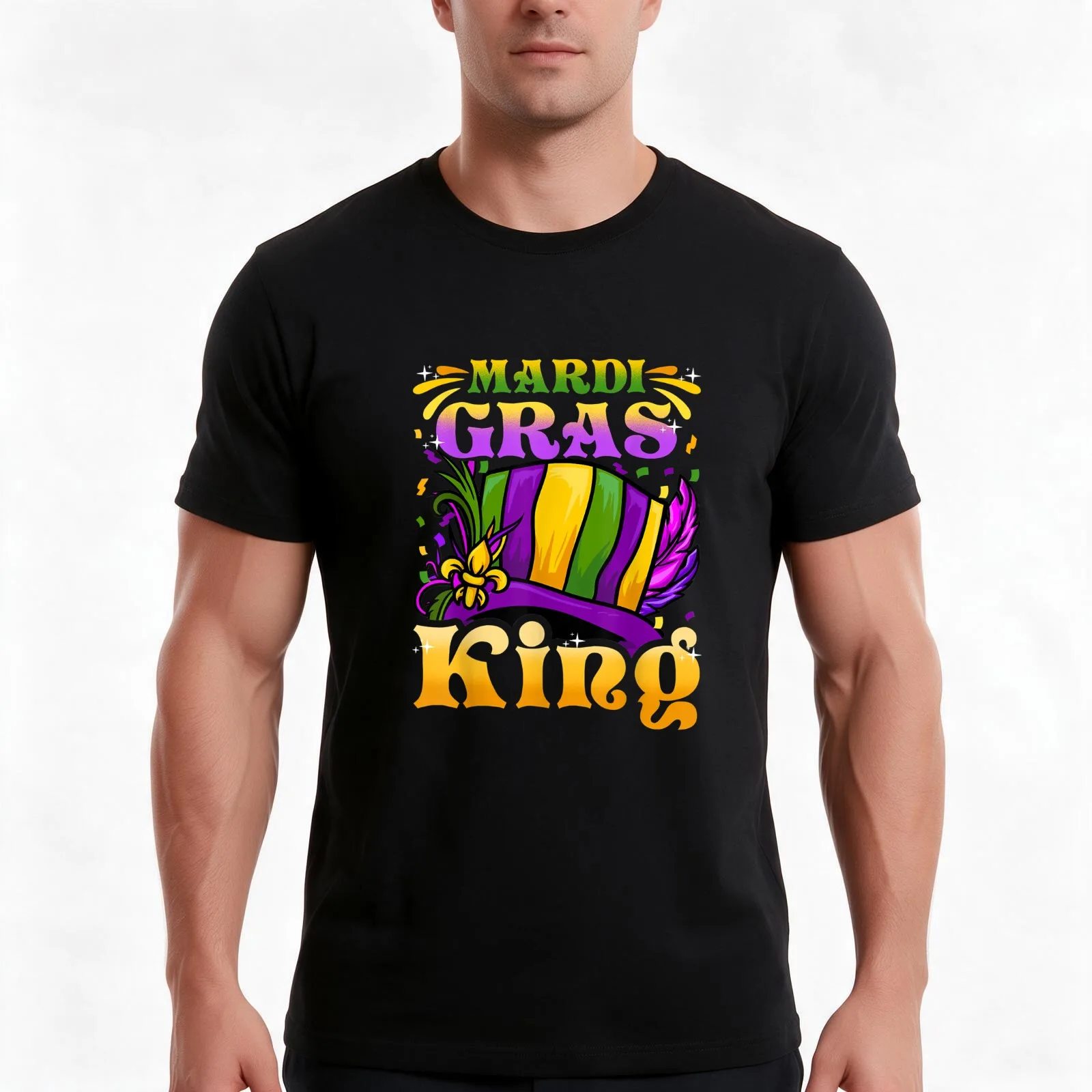 Mardi Gras Party Mardi Gras King Parade T-Shirt, Summer Casual Cotton Tee, Oversized Streetwear Tops, Vintage Graphic Print