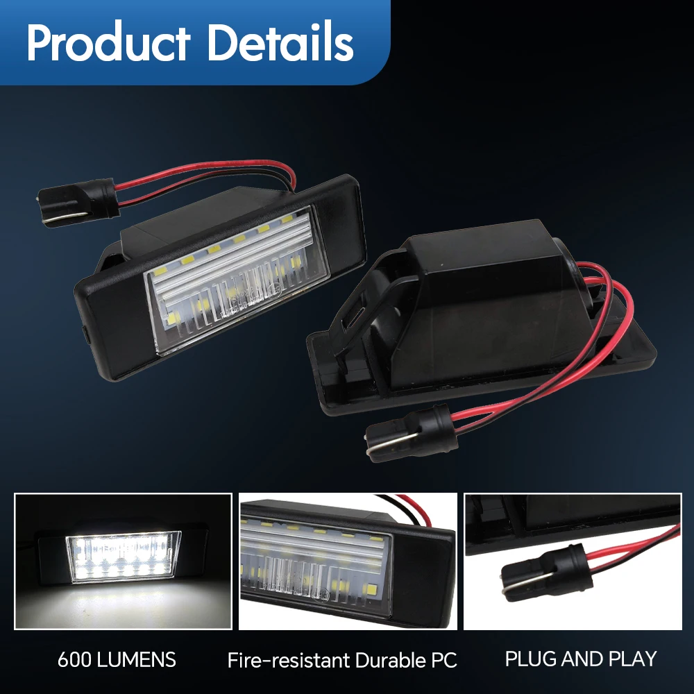 2PCS LED License Number Plate Light White For USAMarketNissan Juke Nissan NV200  Rogue Sport ONLY Kicks