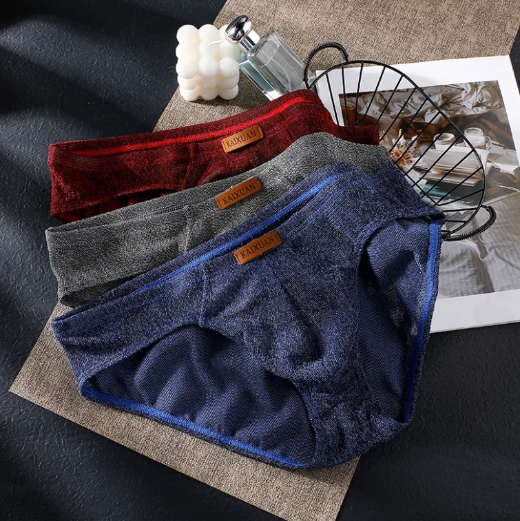 Men's Ice Silk Mesh Boxer Briefs Ultra-thin Breathable Cool Quick Dry Underwear Soft Comfortable Panties for Summer Daily Wear