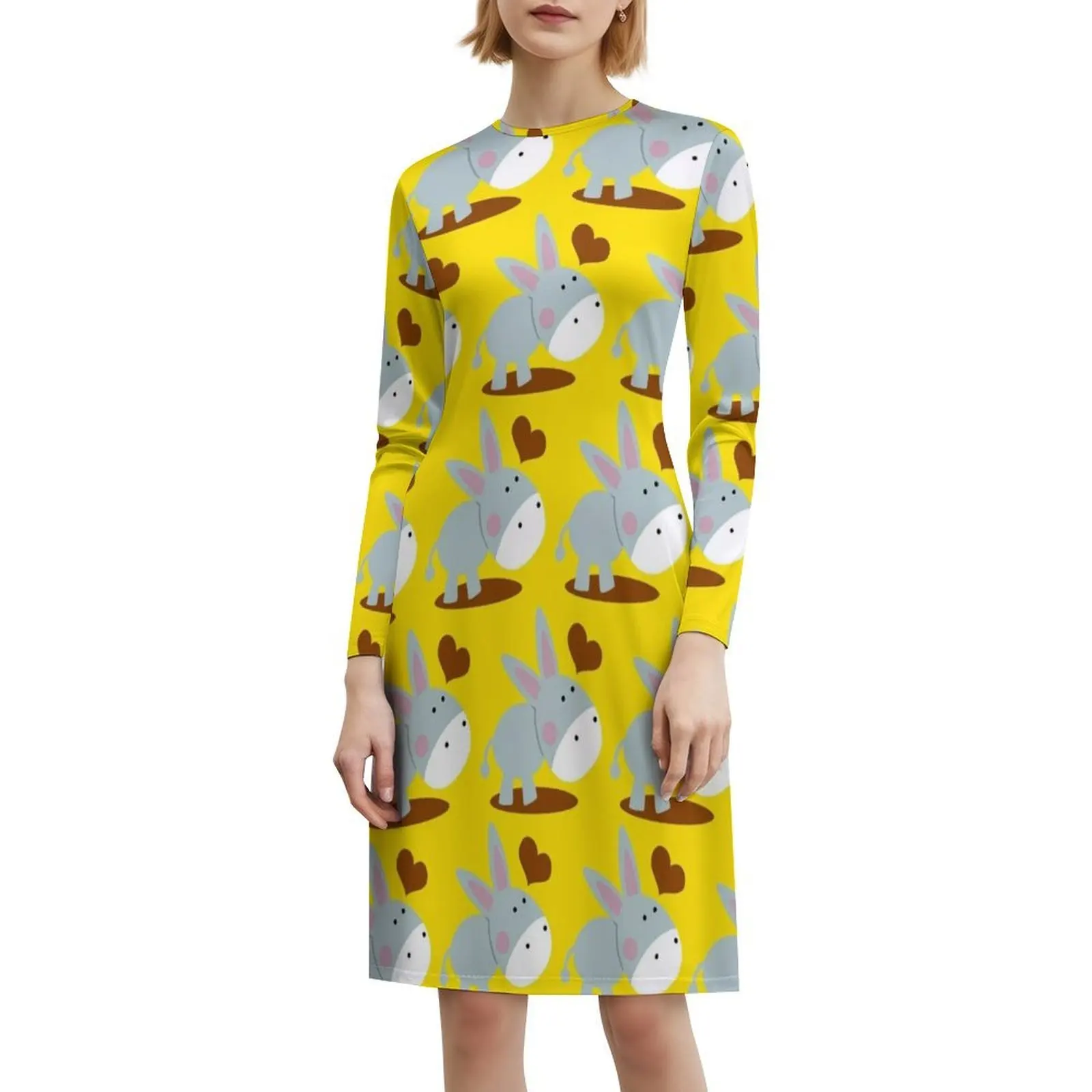 فستان قصير على طراز Donkey Preppy للنساء على شكل حرف a فضفاض مناسب فستان يوم غير رسمي حمار حيوانات المزرعة حديقة الحيوان الأطفال الرضع المرأة #6