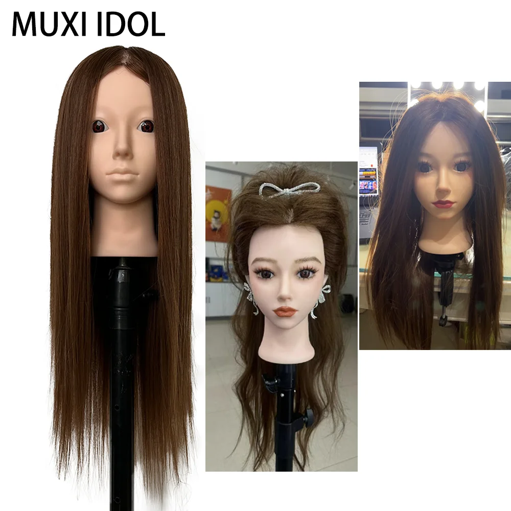 Mannequin hoofdmodel met 95% lang menselijk haar, oefenpop hoofd styling kapper trainingshoofd, poppenhoofd voor vlechtpraktijk