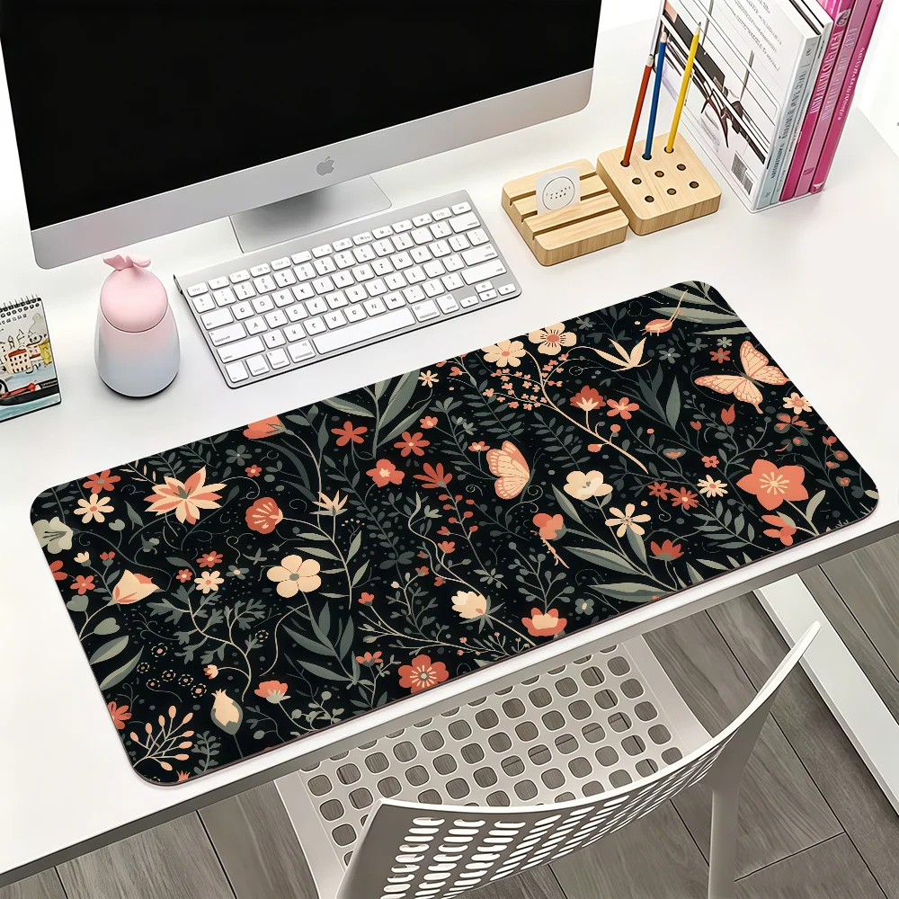 Botanical Green Floral Plant Mouse Pad For Office Gaming And Keyboards Non-Slip Large Waterproof