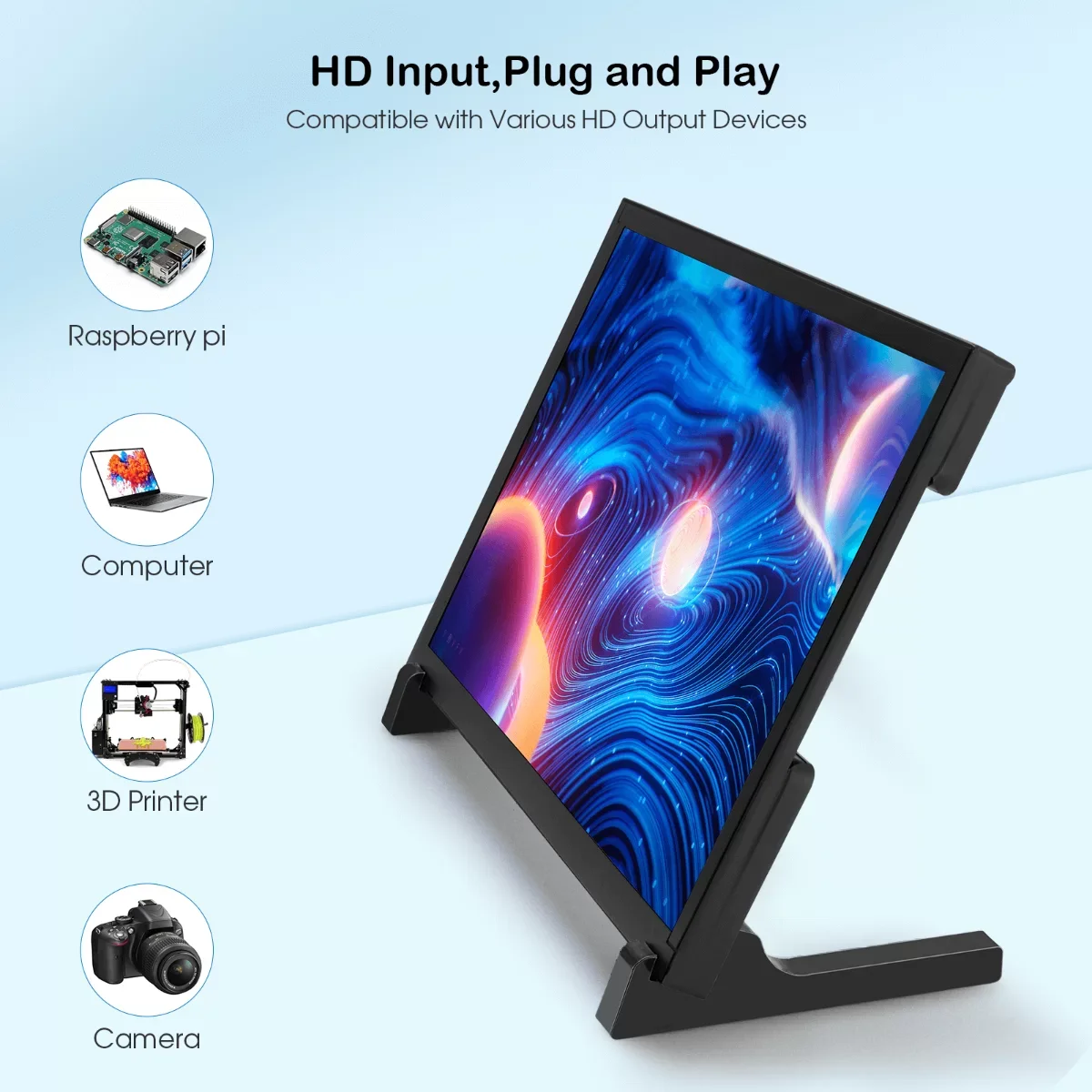 10.1'' Touchscreen Monitor IPS HD 1280*800 with Stand for Raspberry Pi /JetsonNano/PC/CCTV