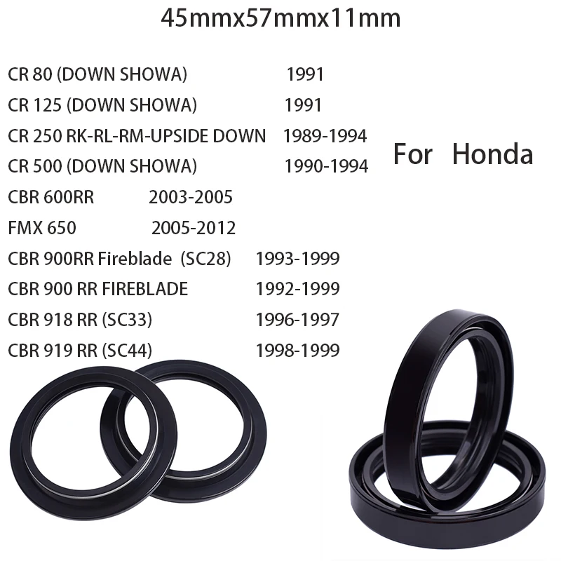 45x57x11 45 57 دراجة نارية الجبهة شوكة الغبار النفط الختم لهوندا CR 80 125 250 500 CBR 600 900 918 919 FMX 650 CBR600 CBR900 CBR918