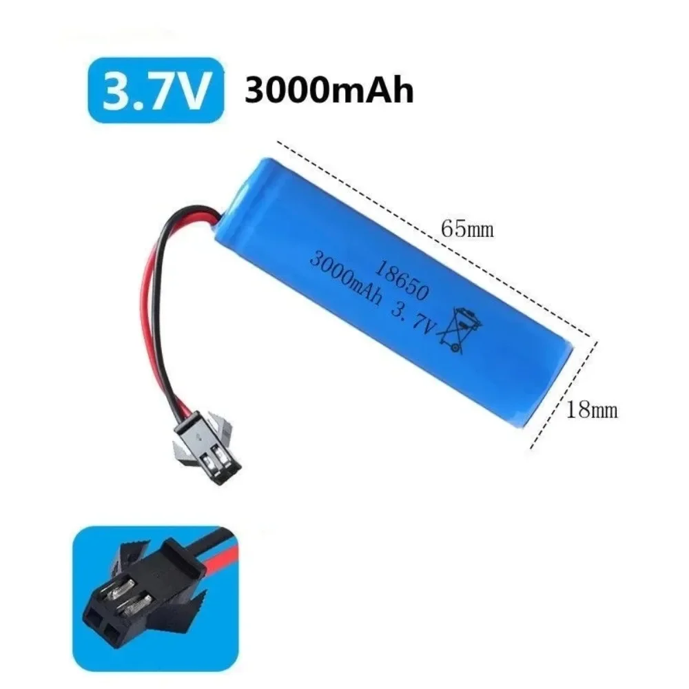 

18650 SM Plug Lithium Ion Rechargeable Battery3.7V 3000mAh with PCB for Q85 Q70 RC Helicopter Airplane Car Ship Gun Toy Etc
