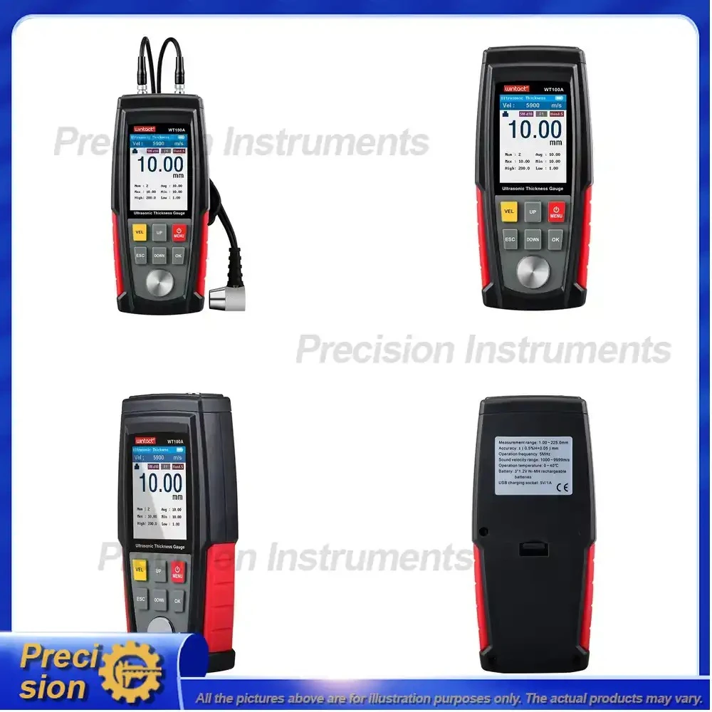 Digital Ultrasonic Thickness Gauge WT100A 0.039 to 8.85 Inch 1 to 225 mm Range with Probe Precision Metal Plastic Glass