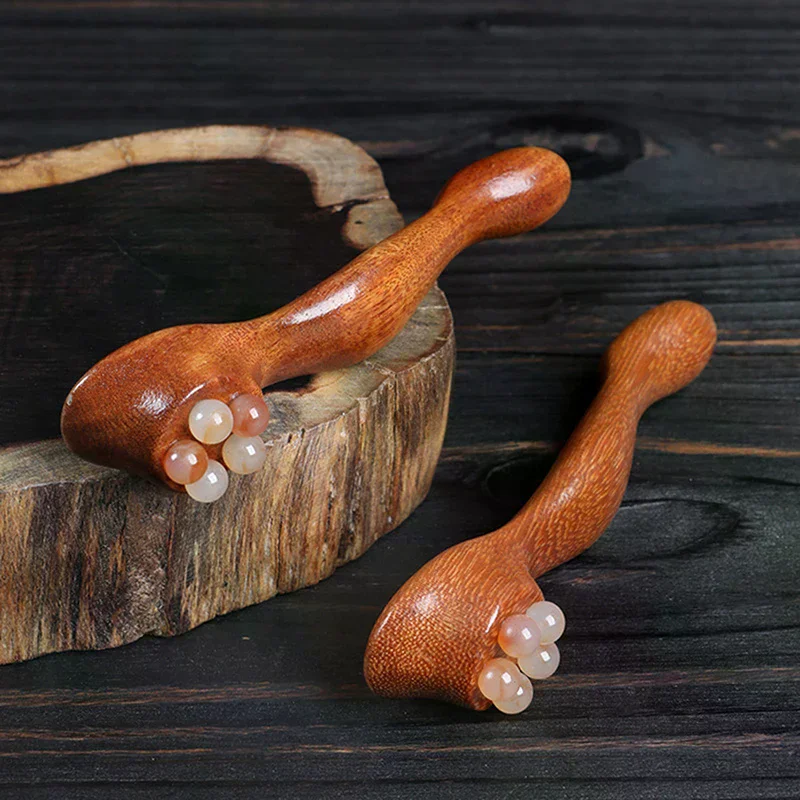 Gua Sha Face Skin Care Massager Reduce Puffiness Sandalwood Eye Massage Stick Five Beads Lotus Seedpod Face Massage Tools