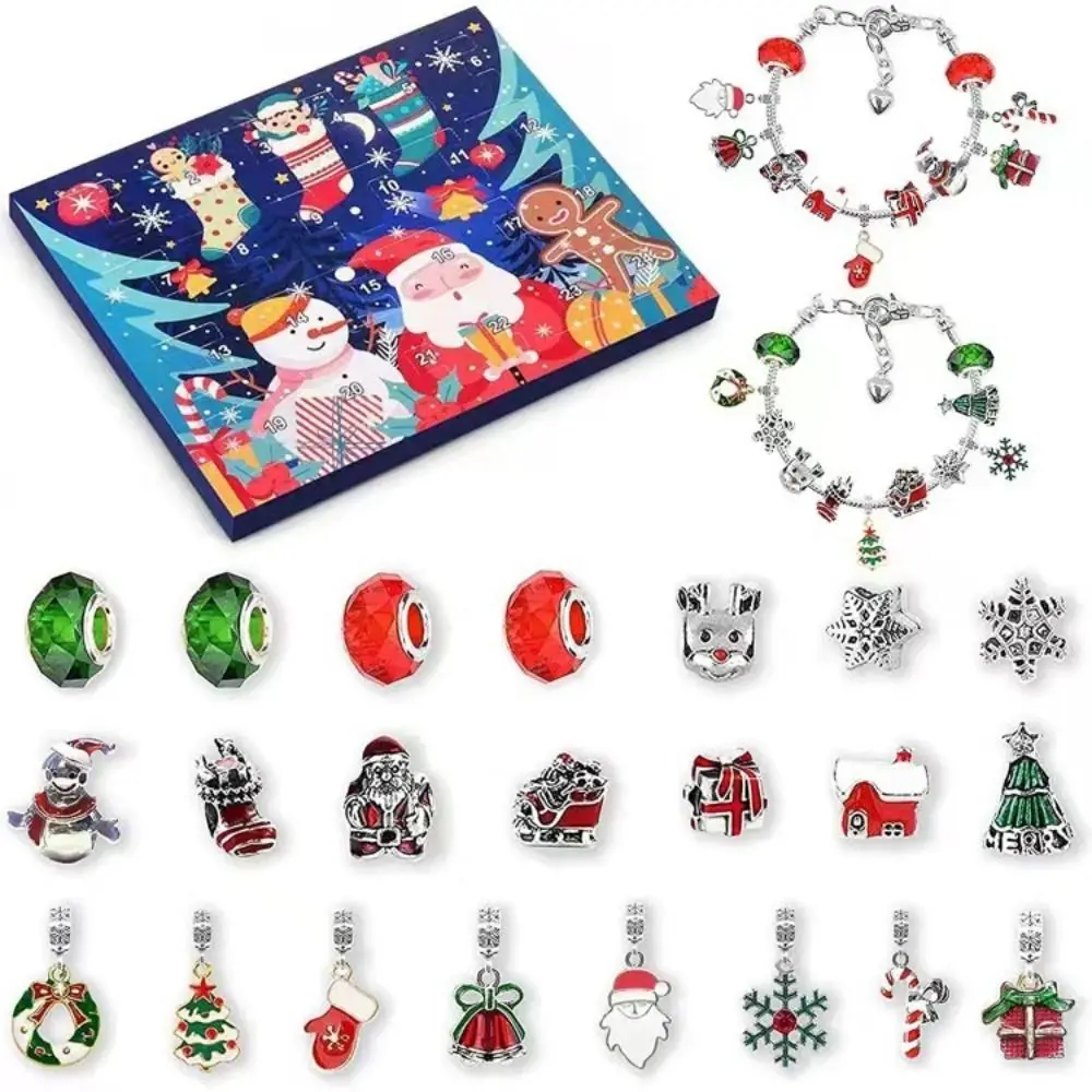 Creative Winnie-the-Pooh Christmas Blind Box Mickey Alloy Christmas Bracelet Jewelry Surprise Christmas Advent Calendar