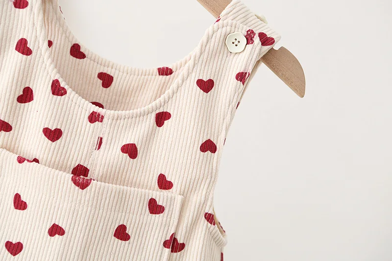1-4Y Frühling Kinder Baby Kleidung Herz Stickerei Baby Jungen Mädchen Trägerhose Solide Overalls Cord Casual Hosenträger Outwear – Detail 24