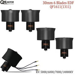 Qx-motor-ventilador con conductos de 6 aspas, Motor sin escobillas, 30mm, EDF, QF1611, 7000KV, 5000KV, 6000KV, 14000KV, piezas de modelos de aviones RC DIY