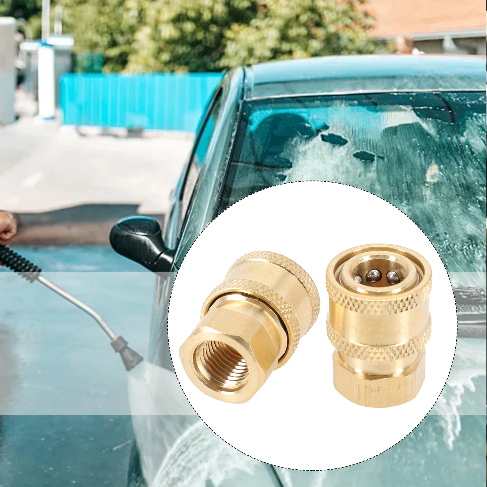 

Pressure Washer Coupler Heavy Duty Pressure Washer Brass Fittings 1/4 Inch NPT Quick Connect to Female 2 Pieces/Set