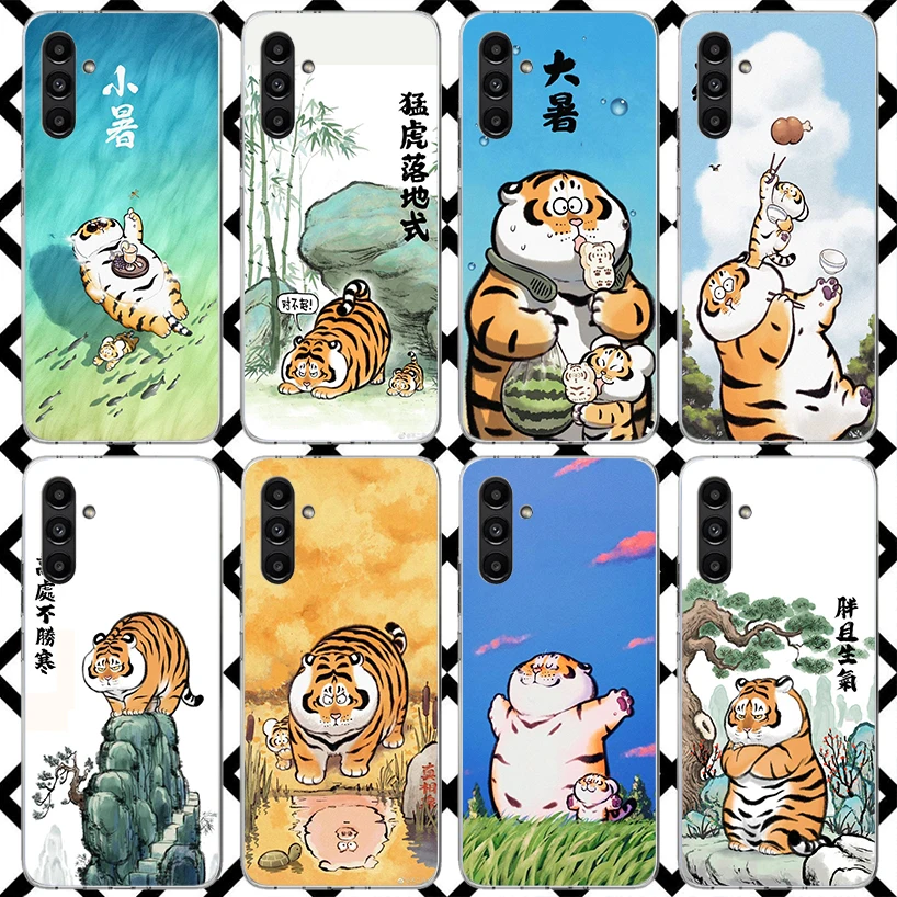 Cartoon Fat Tiger Phone Case for Samsung Galaxy A17 A37 A57 A16 A26 A36 A56 A15 A25 A35 A55 A14 A24 A34 A54 A13 A23 A33 A53 Gala