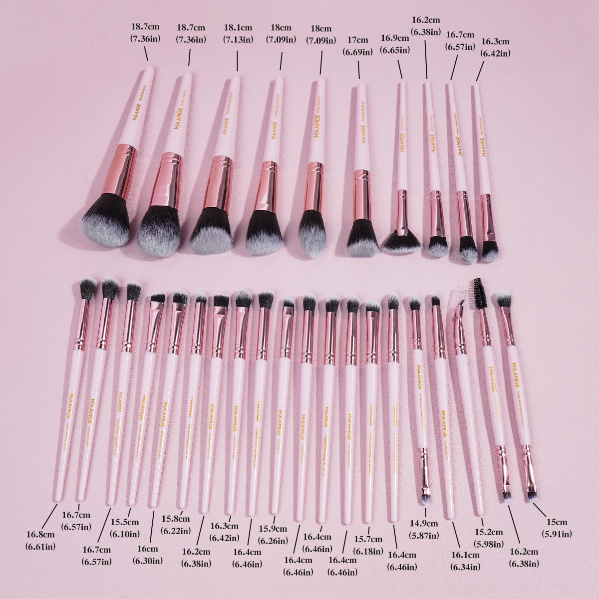 MAANGE 30PCS Makeup Brush Set Kabuki Foundation Powder Eyeshadow Brush Blending Soft Fluffy Makeup Brush Full Set for Travel