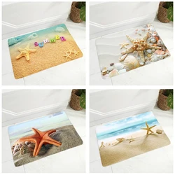 Sea View Door Mat Starfish Print Rug Home Decor Beach  Suitable for Corridor Kitchen Entrance  Decorative