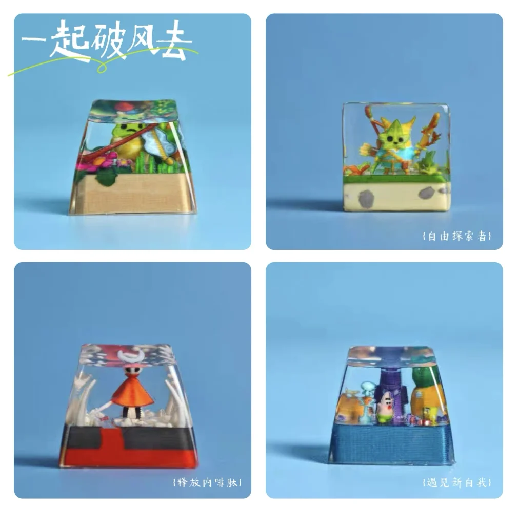 

Pokemon Anime Character Keycap Mechanical Keyboard Resin Transparent Stereoscopic Keycap Treecko and Mudkip