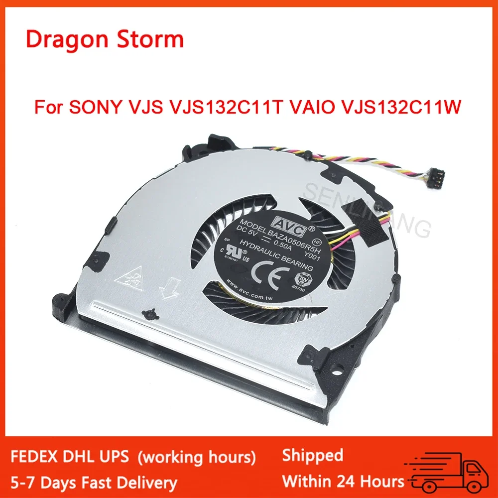 

New Laptop CPU Cooling Fan BAZA0506R5H Y001 DC5V 0.50A 4Pin For SONY VJS VJS132C11T VAIO VJS132C11W