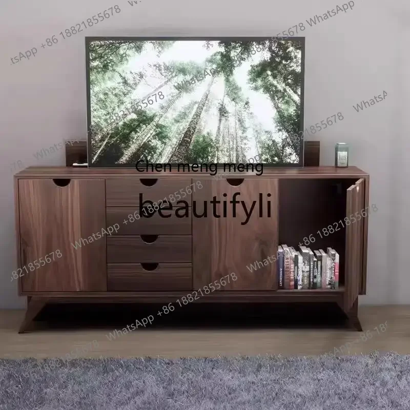 New arrive Fully Automatic Tibetan Style Intelligent Lift Integrated TV Cabinet Remote Control Electric Solid Wood TV Cabinet