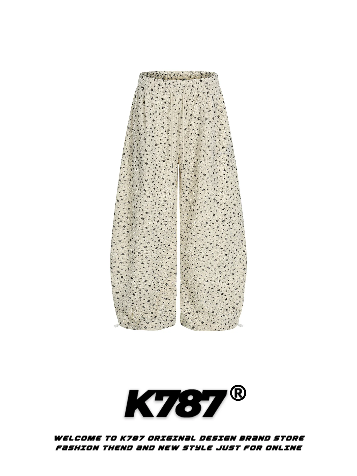 

Женские повседневные брюки K787 в американском ретро-стиле с принтом звезд, свободные, с высокой талией, широкие штанины, длина в пол, прямой крой