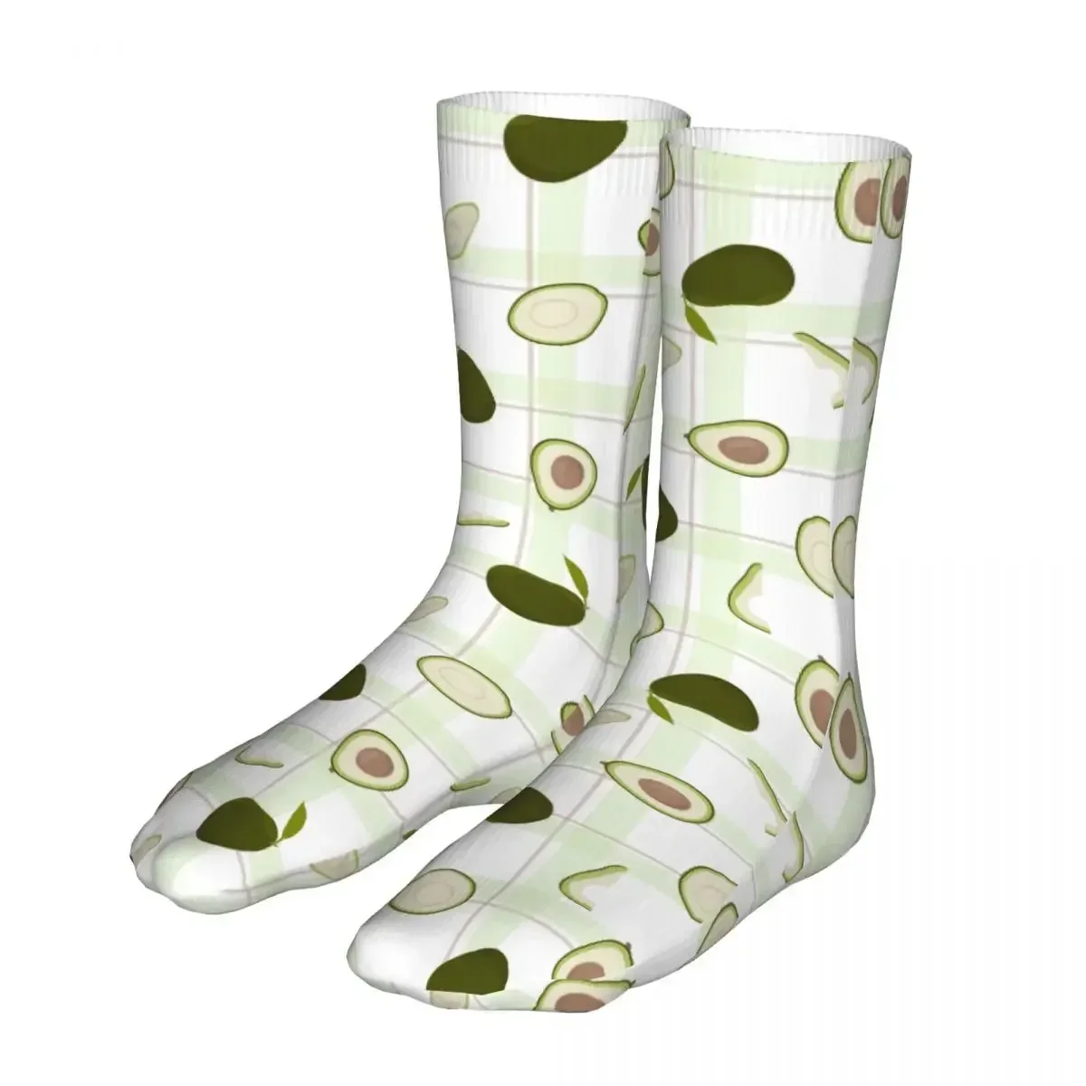 

Happy Funny Socks Men's Women's Novelty Green Checkered Avocado Cute Fruit High Quality Spring Summer Autumn Winter