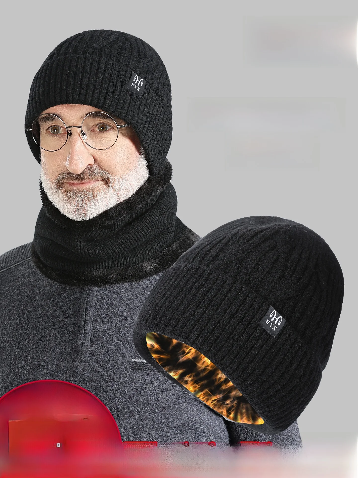 暖かいニットウール帽子男性用秋と冬に適しています折れない丸いトップつばなしニットキャップ中年および高齢者向け