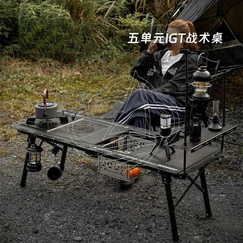 Aluminum Alloy IGT Unit Table Adjustable Height Folding Desk for Camping Picnic Barbecue Home Use