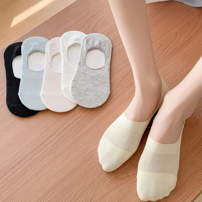Women's Socks Summer New Plain Casual Antibacterial Girls Simple Mesh Invisible Socks Cotton Breathable Thin No Show Socks Comfy