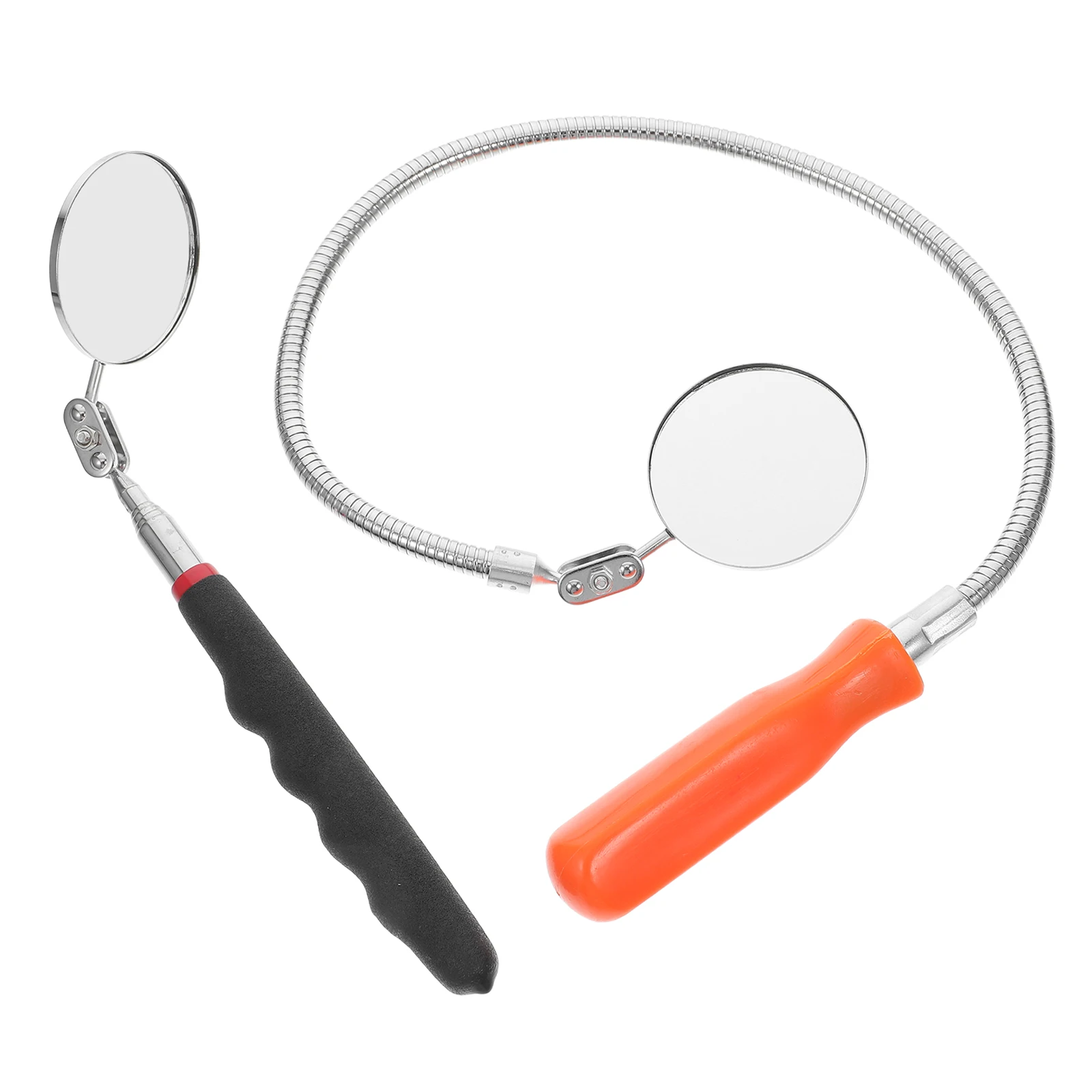 

2pcs Car Repair Telescoping Inspection Mirror Flexible Extendable Tool For Vehicle Condition Checking Small Parts Observation