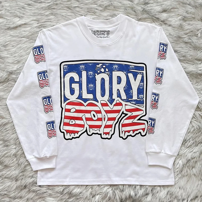 

Euro-american Fashion Brand Glo Gang The Glory Long-sleeved Top Letter Cartoon Printing Men Women Glo Gang The Glory T-shirt