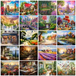 GATYZTORY Diy 5D Diamond Painting House Landscape Diamond Embroidery Mosaic Full Round Drill Cross Stitch Home Decoration Gift