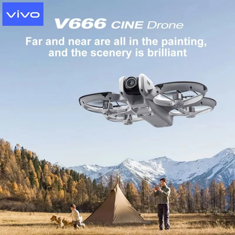 VIVO V666 Mini RC Aerial Drone 8K HD Camera Foldable Intelligent Obstacle Avoidance Screen Remote Control Brushless Motor UAV