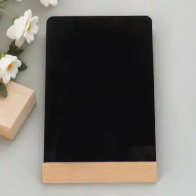 

Reusable Wood Message Board Small Chalkboard Sign with Base A6 Size Multi Functional Display Memo Board for Home Bar