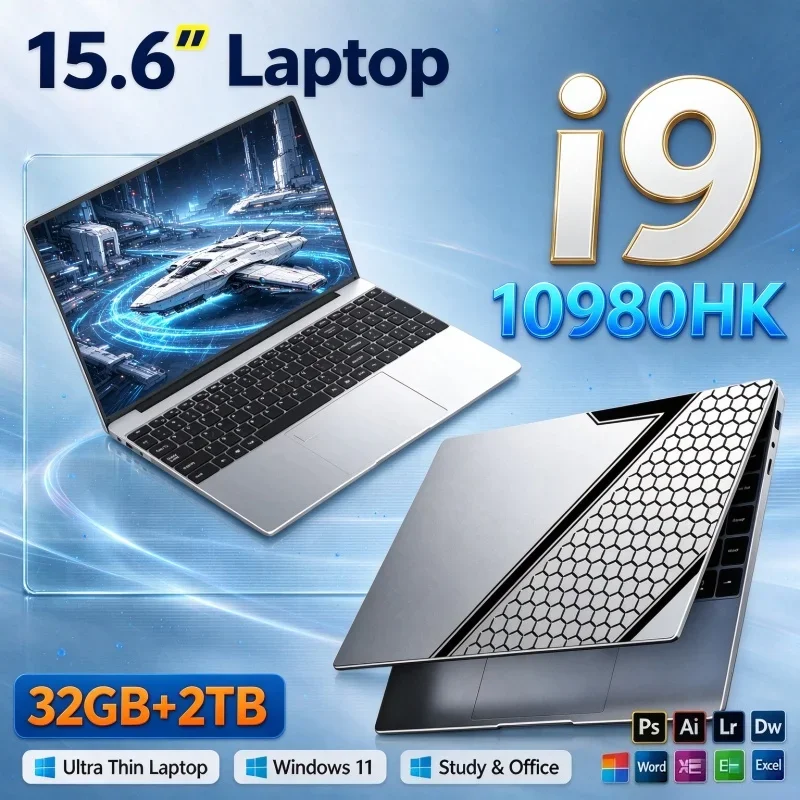 15.6'' Inch Notebook Computer Intel I9 10980HK 32GB RAM Optional 1TB 2TB SSD Windows11 Fingerprint Unlock Office Gaming Laptop