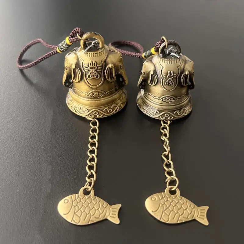 Vintage-Schlüsselanhänger aus Messing, Glocke aus reinem Kupfer, Auto-Schlüsselanhänger, kleiner Anhänger für Männer und Frauen – Detail 3
