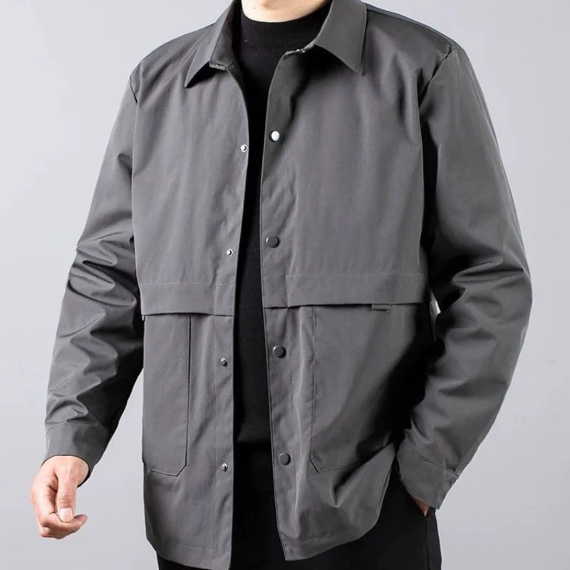 

Spring and Autumn New Solid Color Casual All-Match Lapel Jacket Men's High-end Work Loose Top Coat
