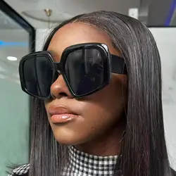 Vintage Big Square Sunglasses Women Brown Gradient Oversized Sun Glasses Female Fashion Luxury Brand Designer Mirror Clear Shade
