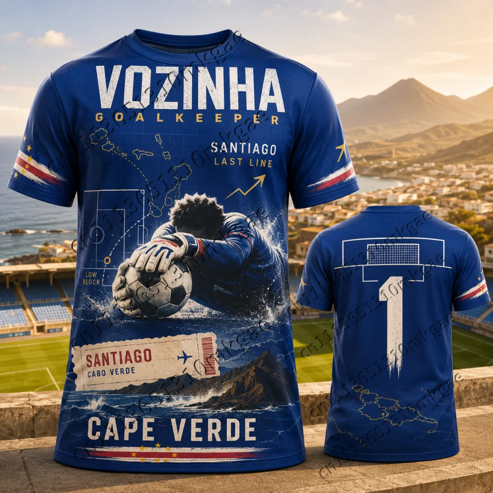 Cape Verde Goalkeeper Football T‑Shirt Men 3D Print No.1 Soccer Graphic Tees Short Sleeve Sport Fan Casual Streetwear Kids Tops