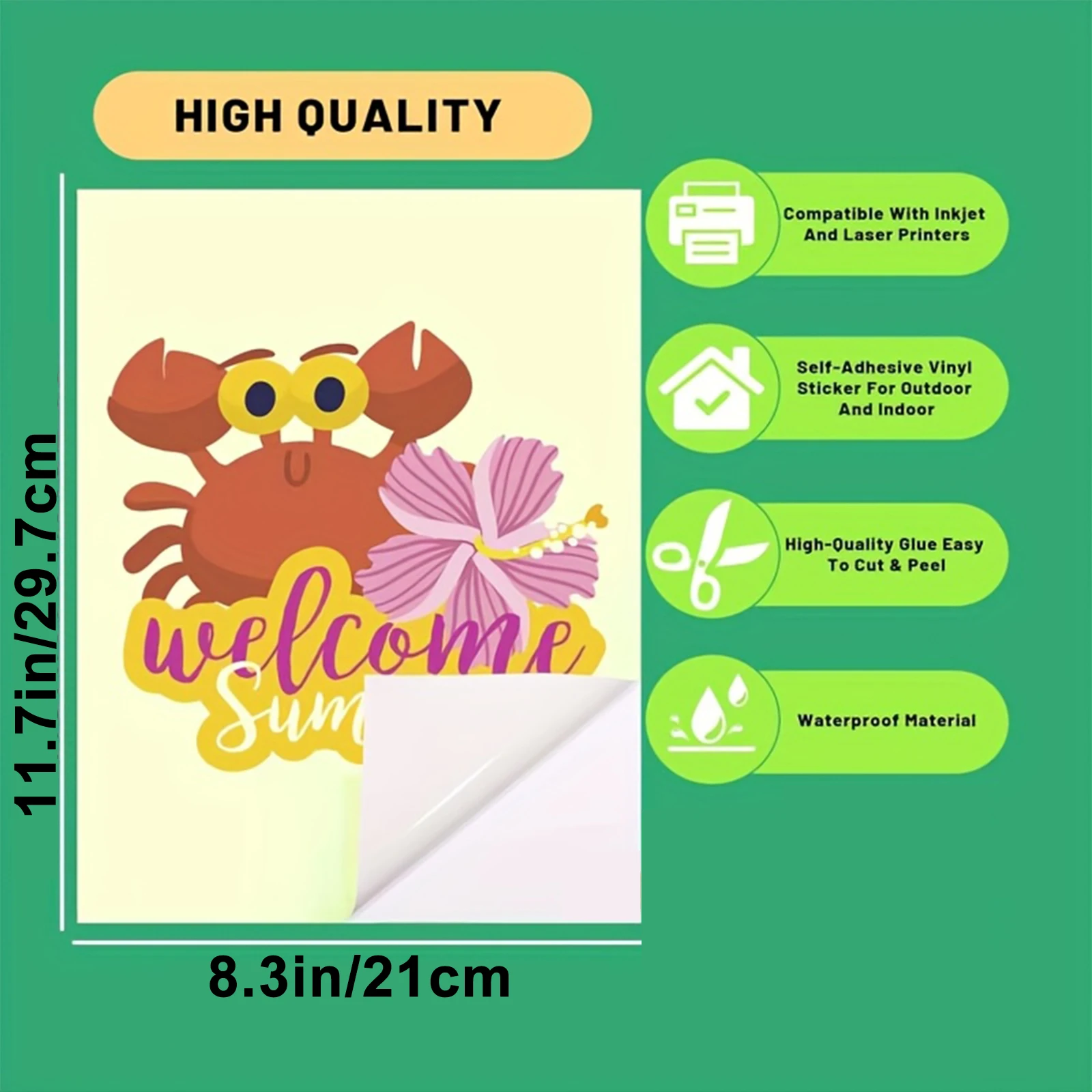 3 stks ESHANG A4-formaat Glow-in-the-Dark Printbare Vinyl Sticker Papier Pack voor Inkjet Printer Niet-waterdichte Glow Sticker Papier