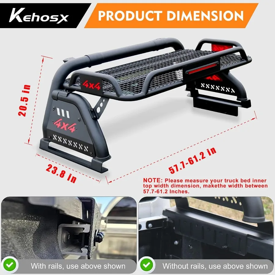 قضبان لفة لرف سرير الشاحنة العالمية مع سلة البضائع لسيارة كولورادو كانيون رينجر نيسان فرونتير تيتان تندرا دودج داكوتا هون