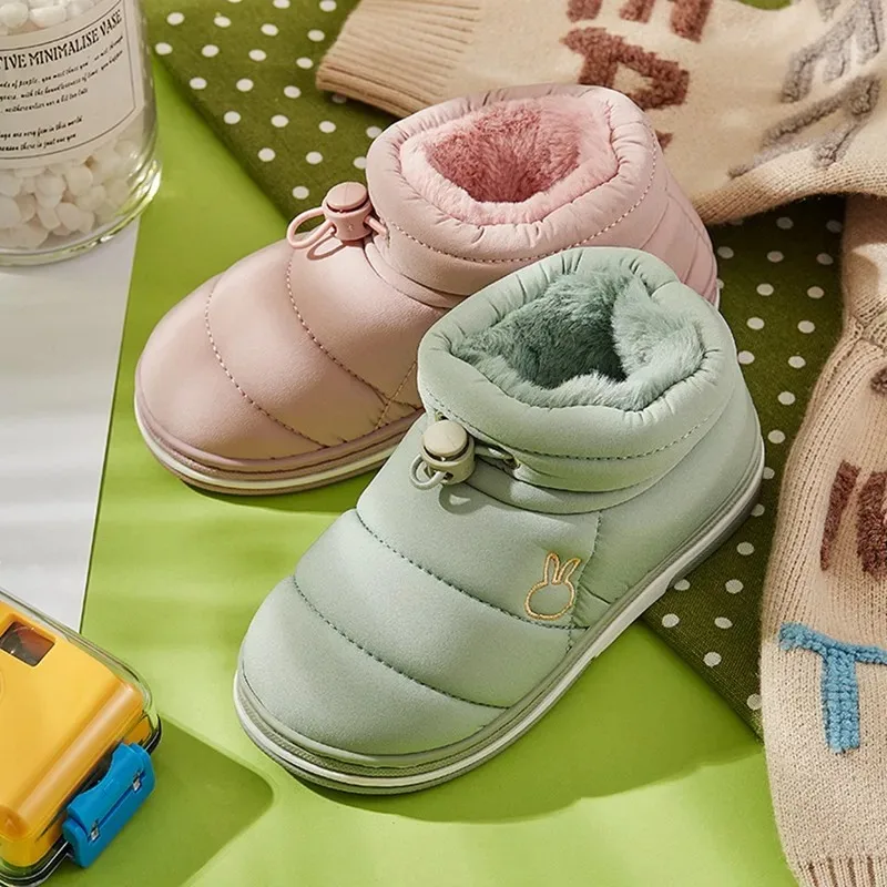 Winter Kids Children Boys Girls Winter Slippers Solid Non-slip Home Indoors Shoes Warm Child Baby Bedroom Shoes Slippers