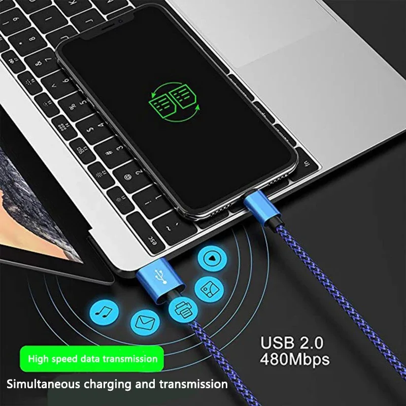 마이크로 USB 2.4A 고속 충전 케이블 나일론 데이터 케이블 삼성 갤럭시 A3/A5/A7 안드로이드 폰 모바일 기기용 1M 2M 3M