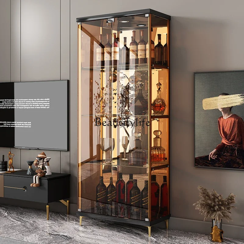 yj5 - * خزانة جانبية لتناول الطعام على الحائط المنزلية البسيطة الحديثة وغرفة الطعام وغرفة المعيشة وخزانة النبيذ الزجاجية المقسى